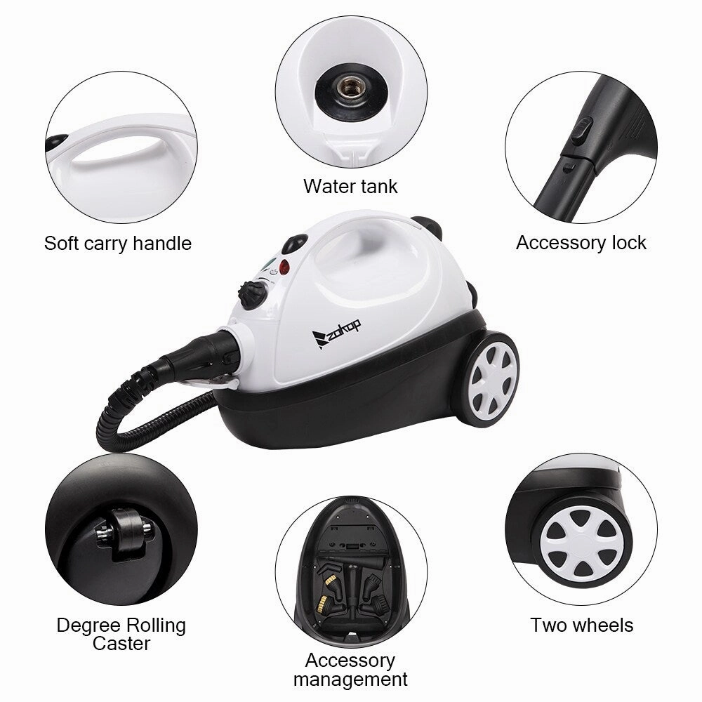 1500W Multipurpose Steam Cleaner with 19 Accessories. Household Steamer for Carpet. Floors. Windows and Cars