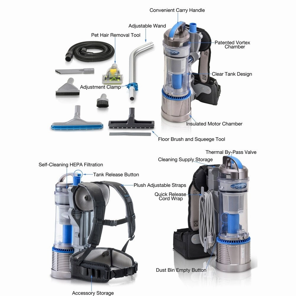 2018 Prolux 2.0 Bagless Backpack Vacuum with Deluxe 1 1/2 inch Tool Kit