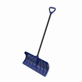 24-Inch Heavy Duty Snow Pusher w/Steel Wear Strip and D-Grip Handle. Blue