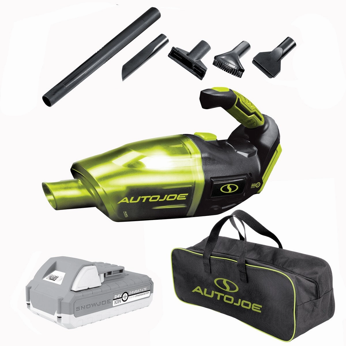 24V Cordless Wet/Dry Handheld Vac w/5 Atchs.Bag. w/(2-Ah Battery and Charger)