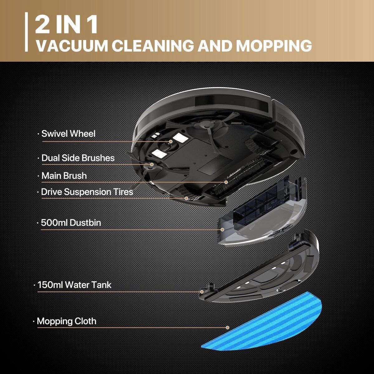 2800Pa WiFi Robot Vacuum and Mop Self-Charging