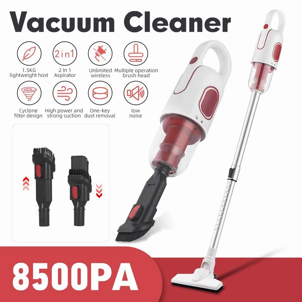 2 In 1 8500PA Handheld Cordless Vacuum Cleaner Strong Suction Intelligent All-surface Brush Floor Carpet Aspirator
