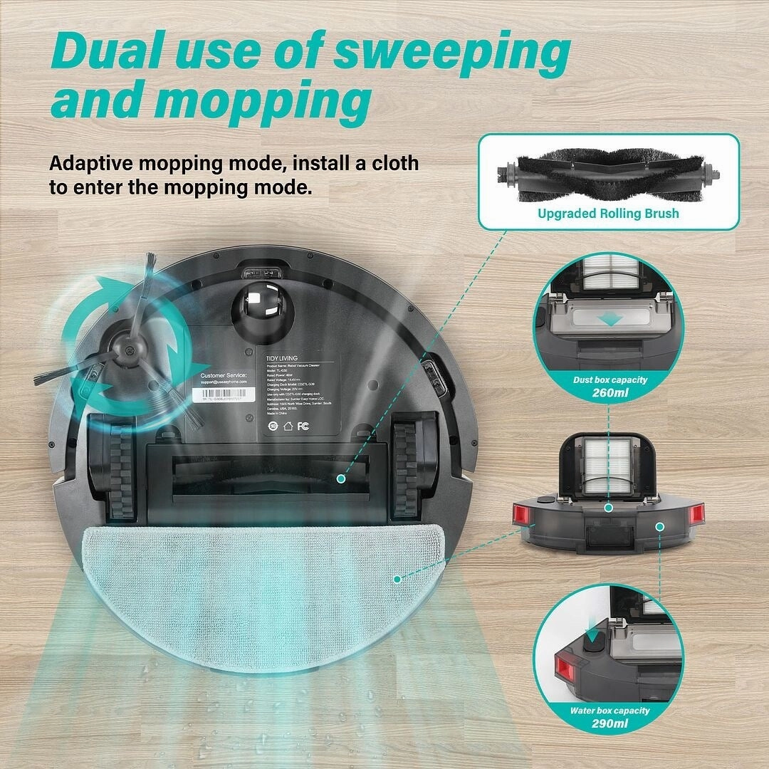 2-in-1 Robot Vacuum and Mop with 4000Pa Strong Suction