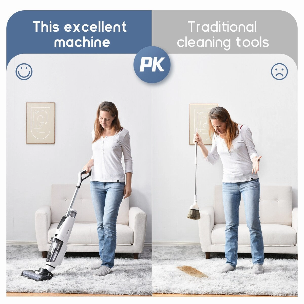 3-in-1 Floor Cleaner .Wireless Wet and Dry Vacuum Cleaner.Two brushes for Carpet and Hard floors. Self-Cleaning System. LED
