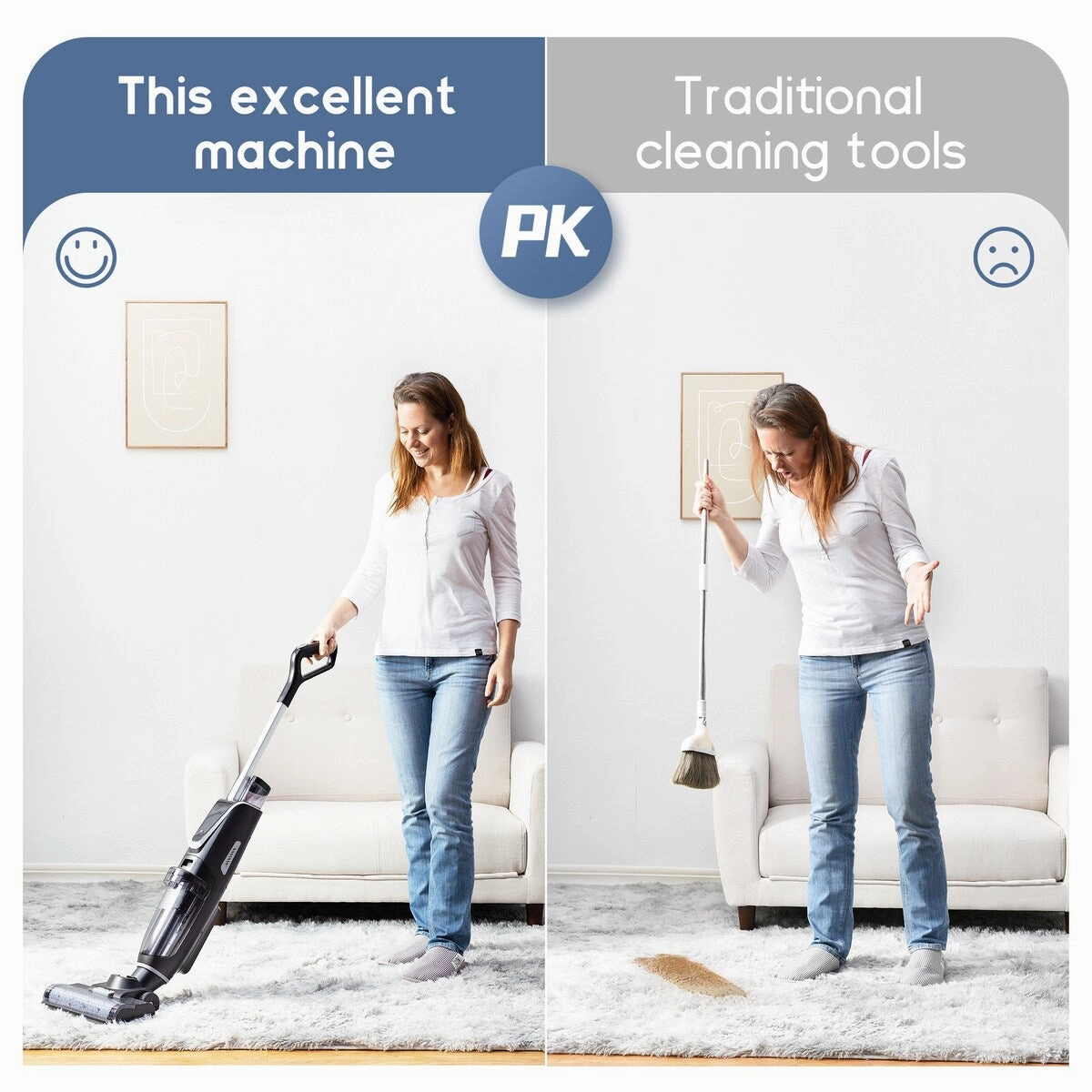 3-in-1 Floor Cleaner .Wireless Wet and Dry Vacuum Cleaner.Two brushes for Carpet and Hard floors. Self-Cleaning System. LED