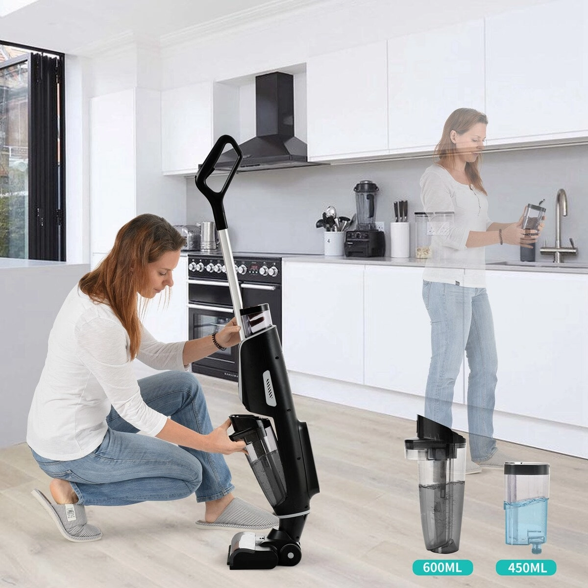 3-in-1 Floor Cleaner .Wireless Wet and Dry Vacuum Cleaner.Two brushes for Carpet and Hard floors. Self-Cleaning System. LED