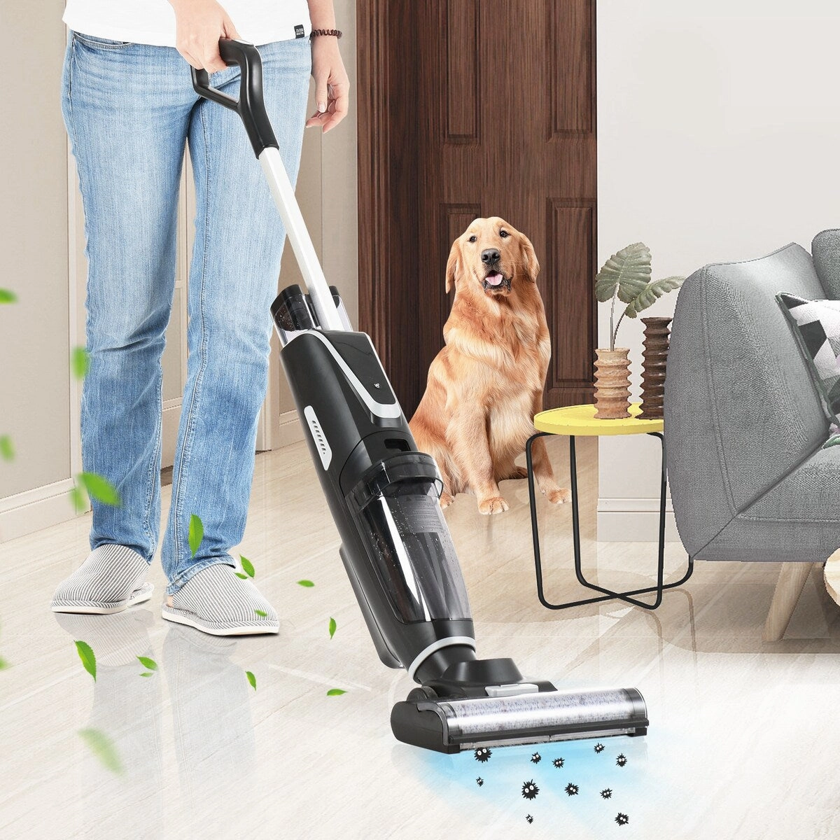 3-in-1 Floor Cleaner .Wireless Wet and Dry Vacuum Cleaner.Two brushes for Carpet and Hard floors. Self-Cleaning System. LED