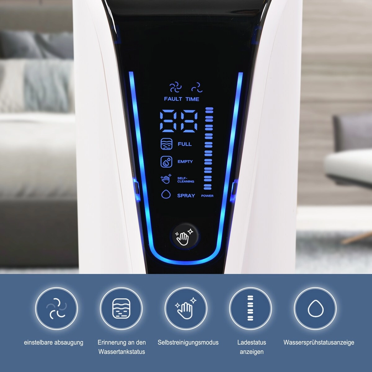 3-in-1 Floor Cleaner .Wireless Wet and Dry Vacuum Cleaner.Two brushes for Carpet and Hard floors. Self-Cleaning System. LED