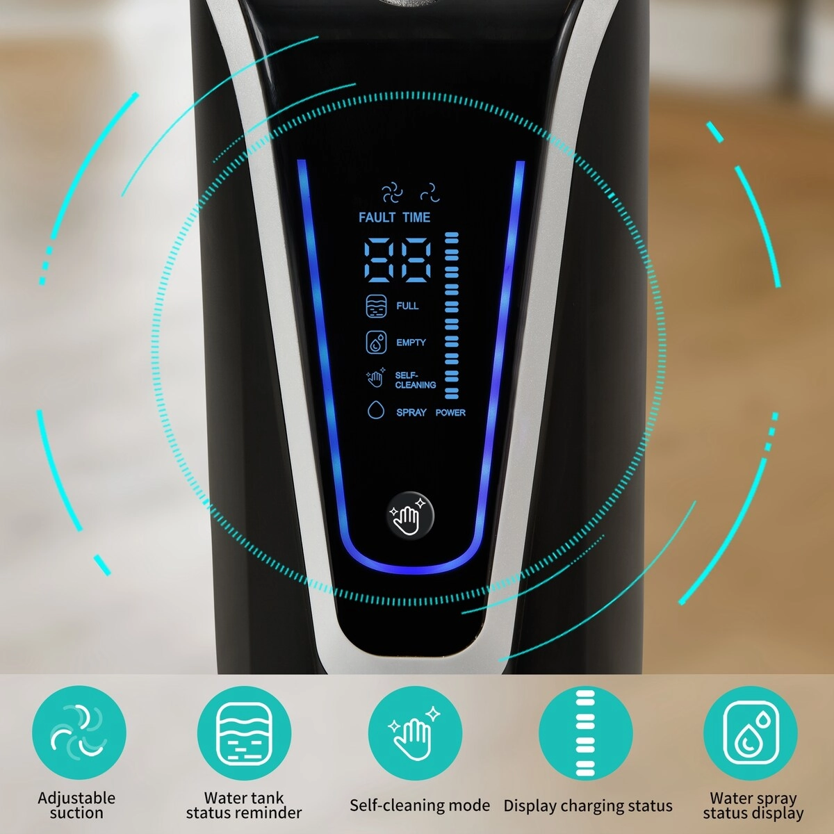 3-in-1 Floor Cleaner .Wireless Wet and Dry Vacuum Cleaner.Two brushes for Carpet and Hard floors. Self-Cleaning System. LED
