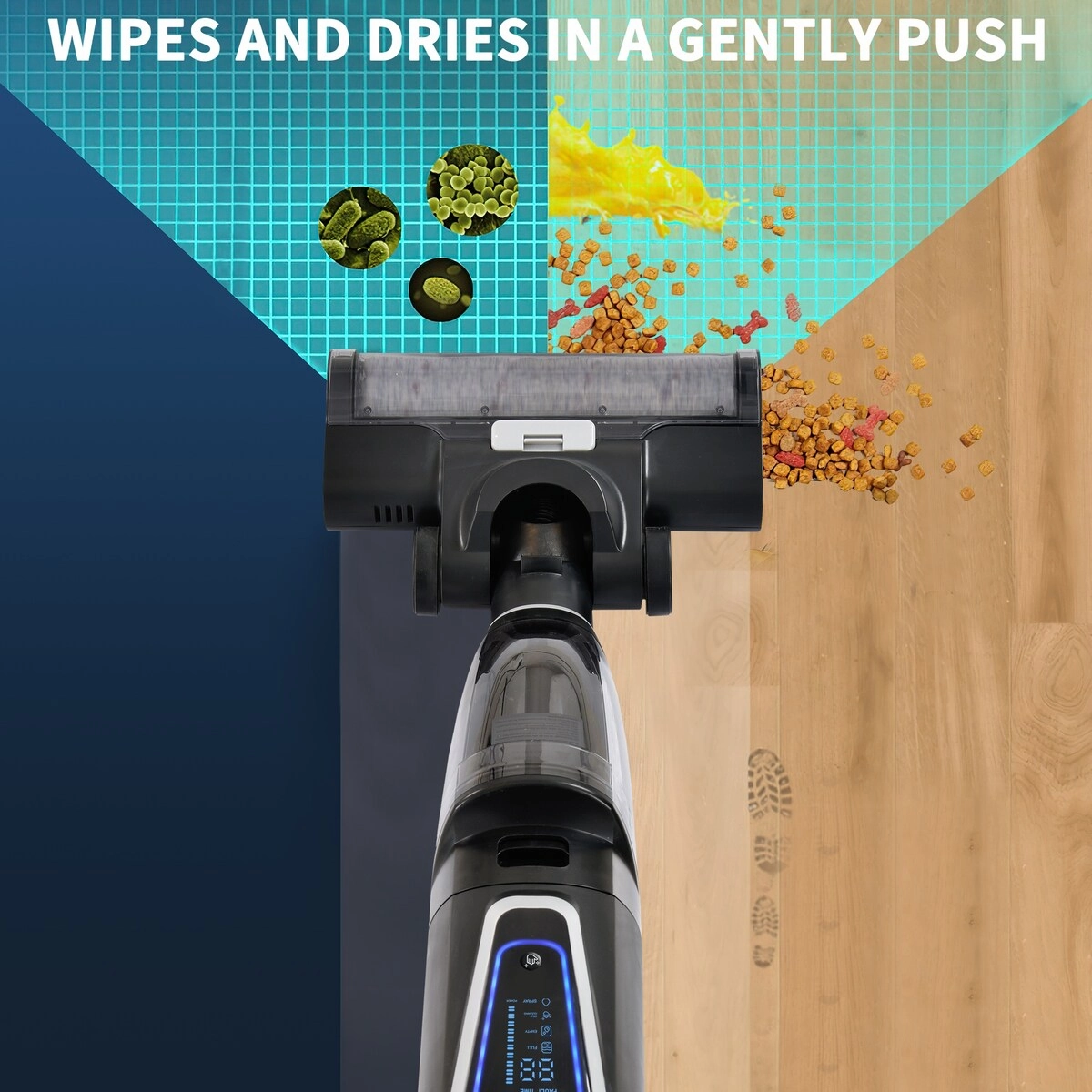 3-in-1 Floor Cleaner .Wireless Wet and Dry Vacuum Cleaner.Two brushes for Carpet and Hard floors. Self-Cleaning System. LED