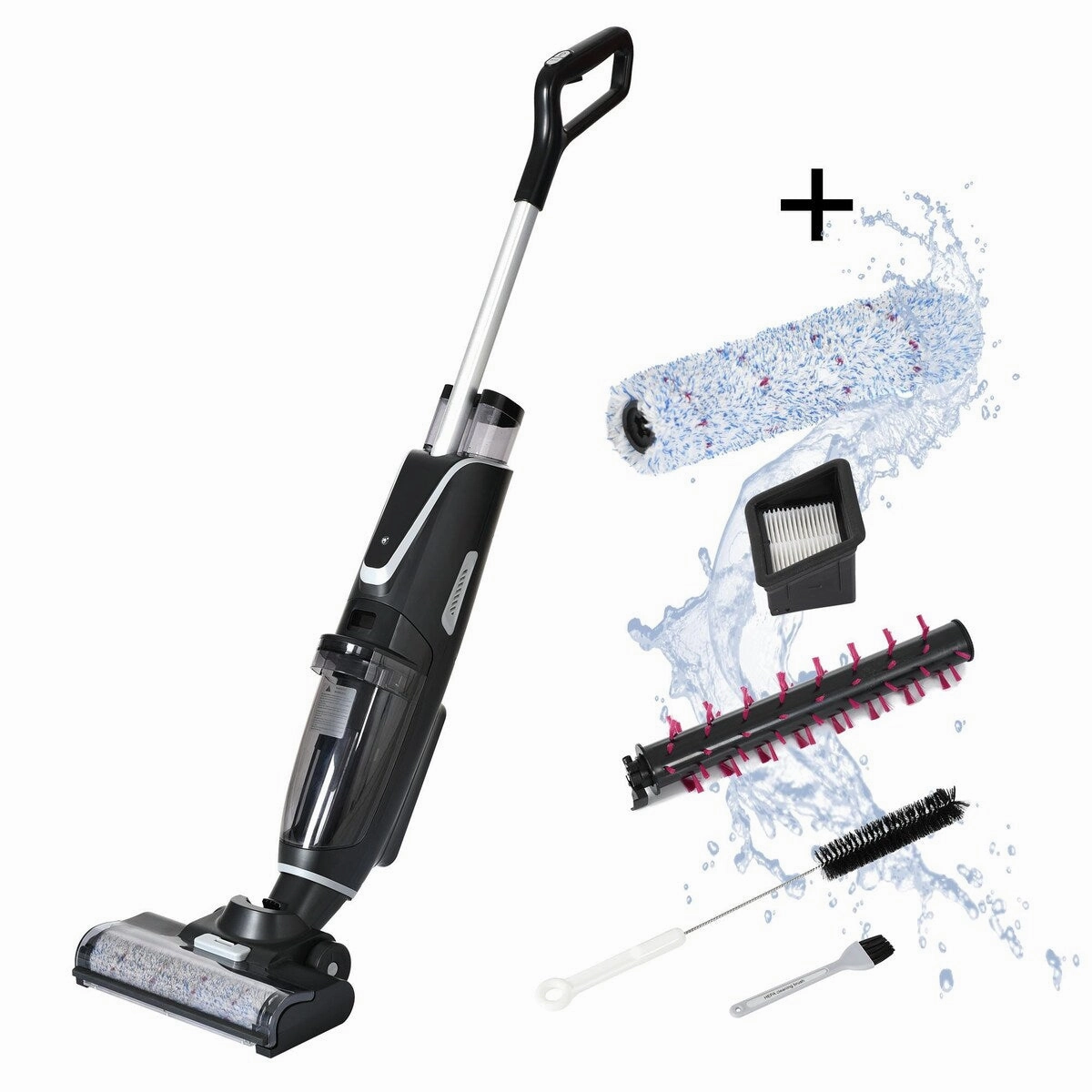 3-in-1 Floor Cleaner .Wireless Wet and Dry Vacuum Cleaner.Two brushes for Carpet and Hard floors. Self-Cleaning System. LED