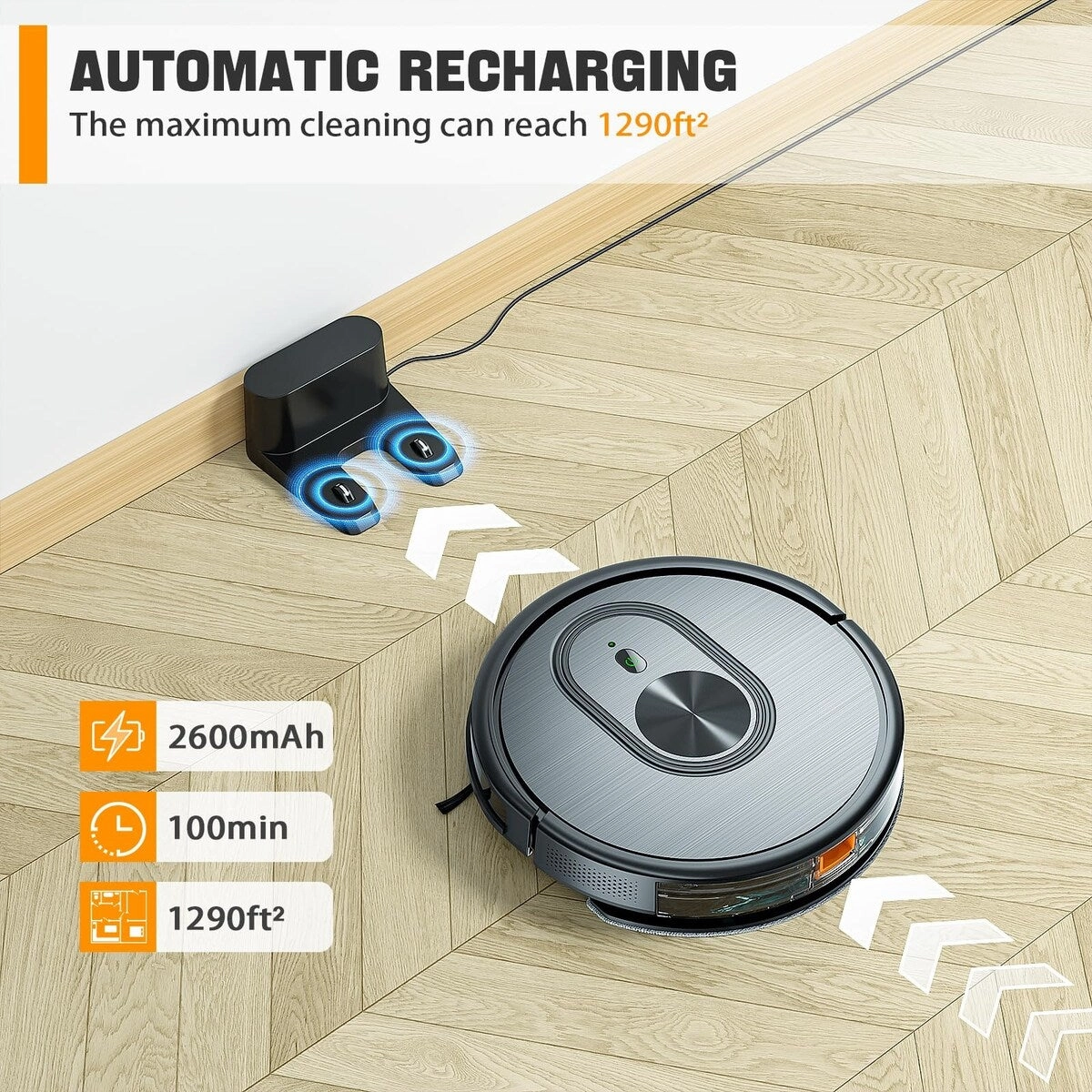 3 in 1 Mopping Robotic Vacuum with Schedule. App/Bluetooth/Alexa. 1600Pa Max Suction. Self-Charging Robot Vacuum Cleaner. Slim