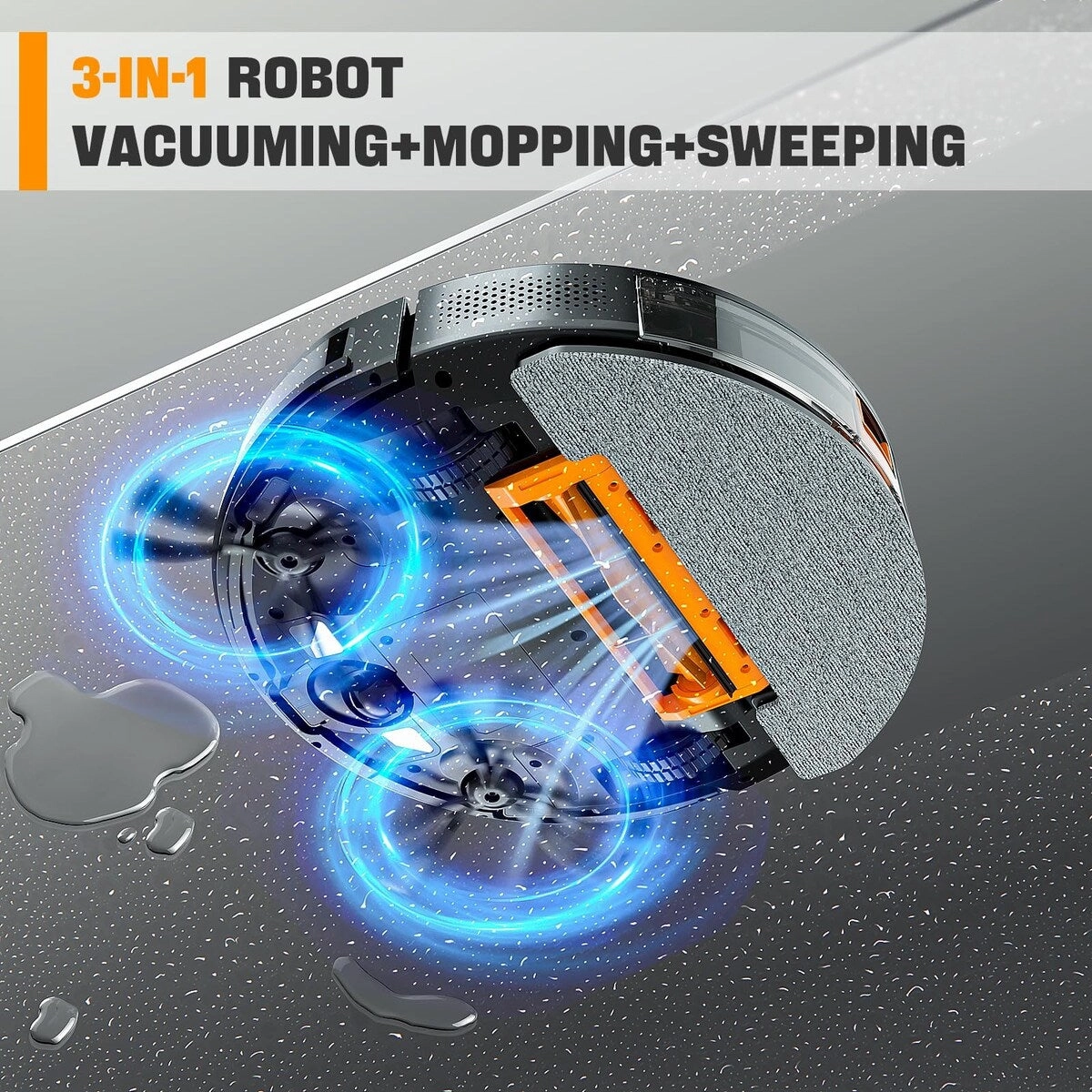 3 in 1 Mopping Robotic Vacuum with Schedule. App/Bluetooth/Alexa. 1600Pa Max Suction. Self-Charging Robot Vacuum Cleaner. Slim