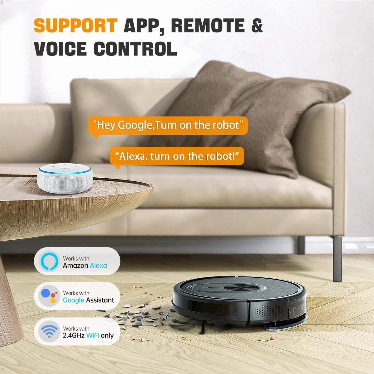 3 in 1 Mopping Robotic Vacuum with Schedule. App/Bluetooth/Alexa. 1600Pa Max Suction. Self-Charging Robot Vacuum Cleaner. Slim