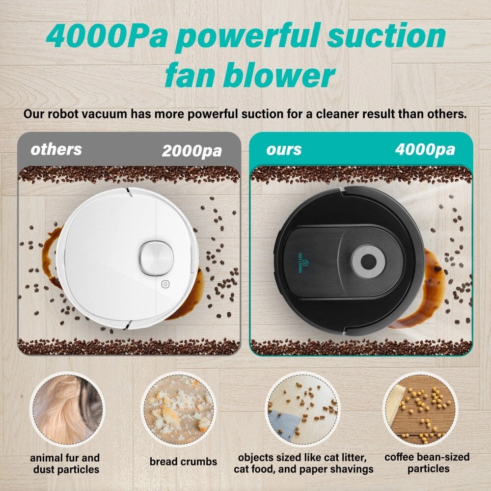 4000pa Smart Automatic Cleaner Robot Vacuum and Mop Combo with Dustbin