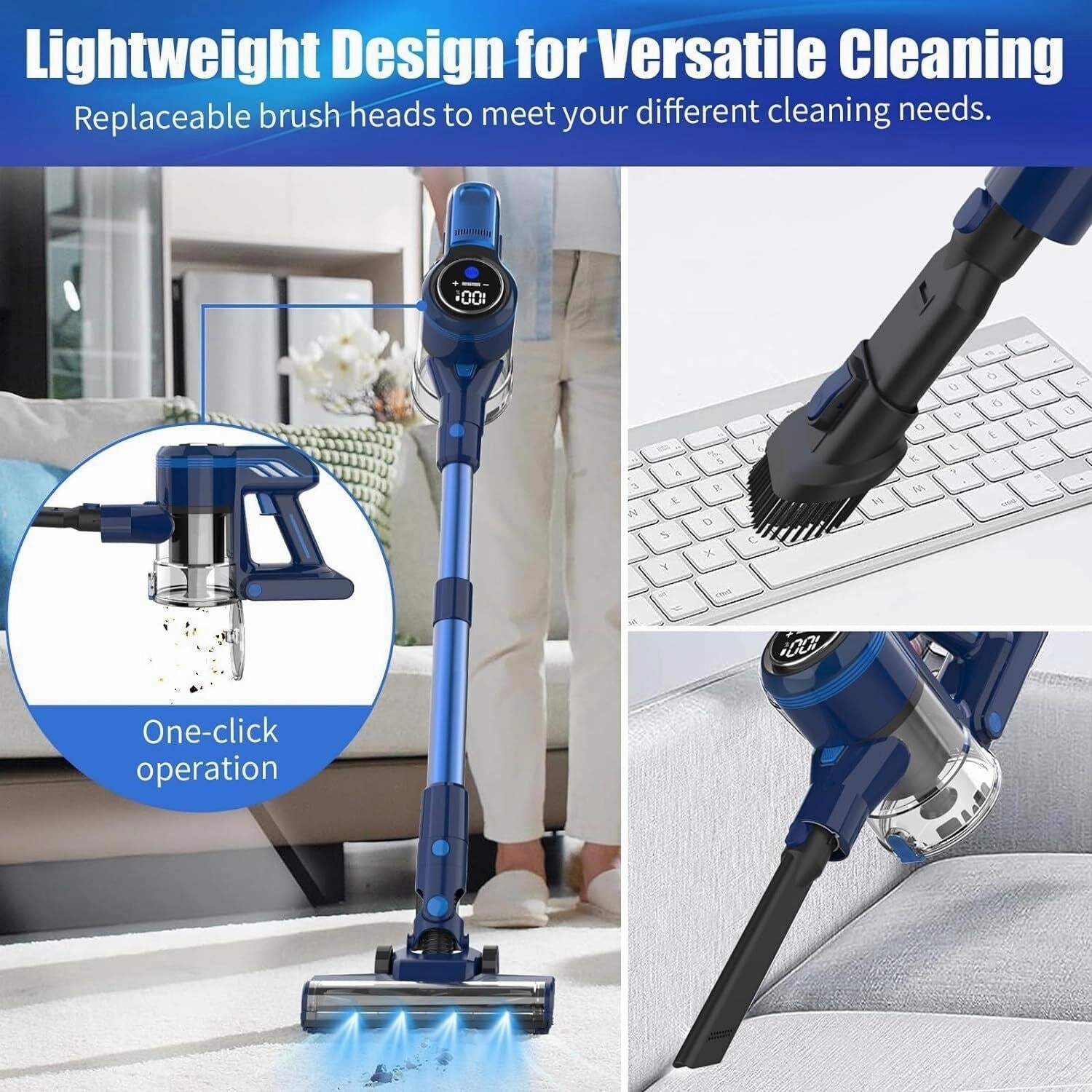 6 in 1 Cordless Stick Vacuum with LED