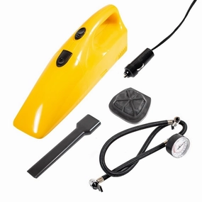 ALEKO 3-in-1 Handheld Car Vacuum with an Air Compressor and Tire Gauge 60W Yellow