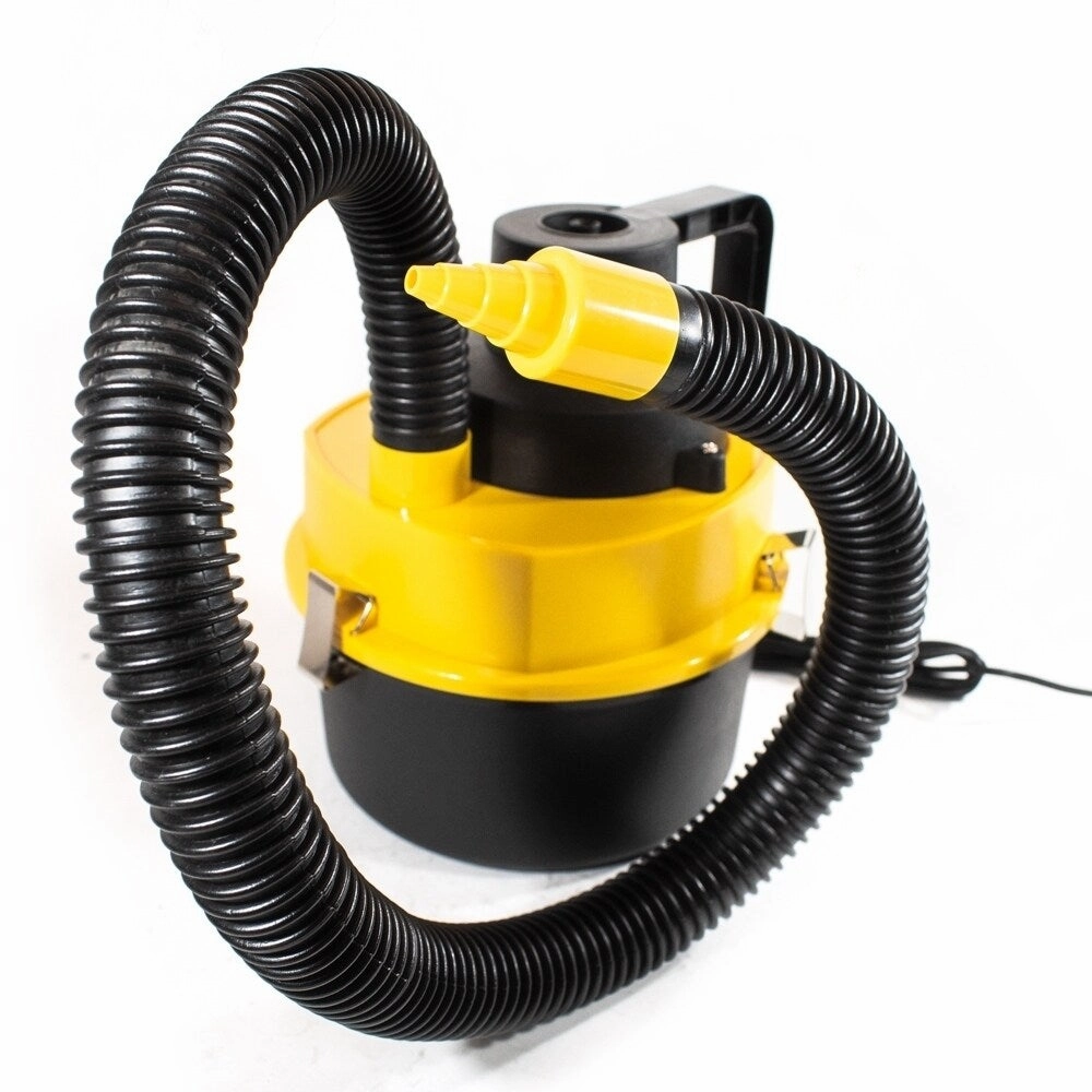 ALEKO Portable Car Vacuum with Extension Nozzle 90W 12V Yellow and Black