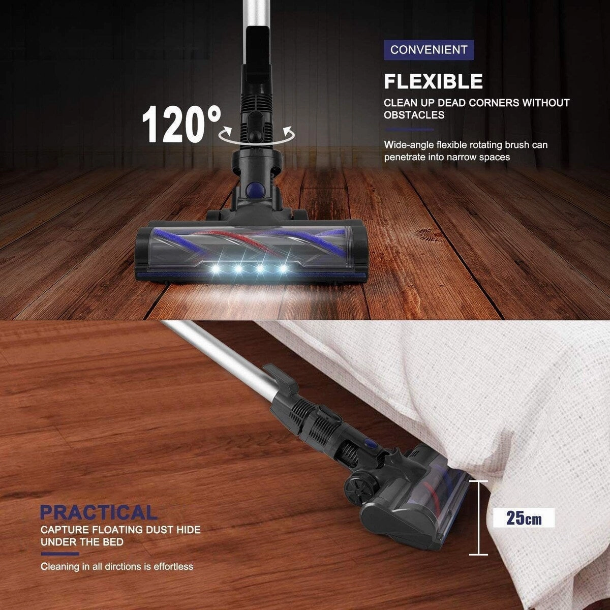 BOSCARE Cordless Vacuum 4 in 1 Powerful Suction Stick Handheld Vacuum Cleaner