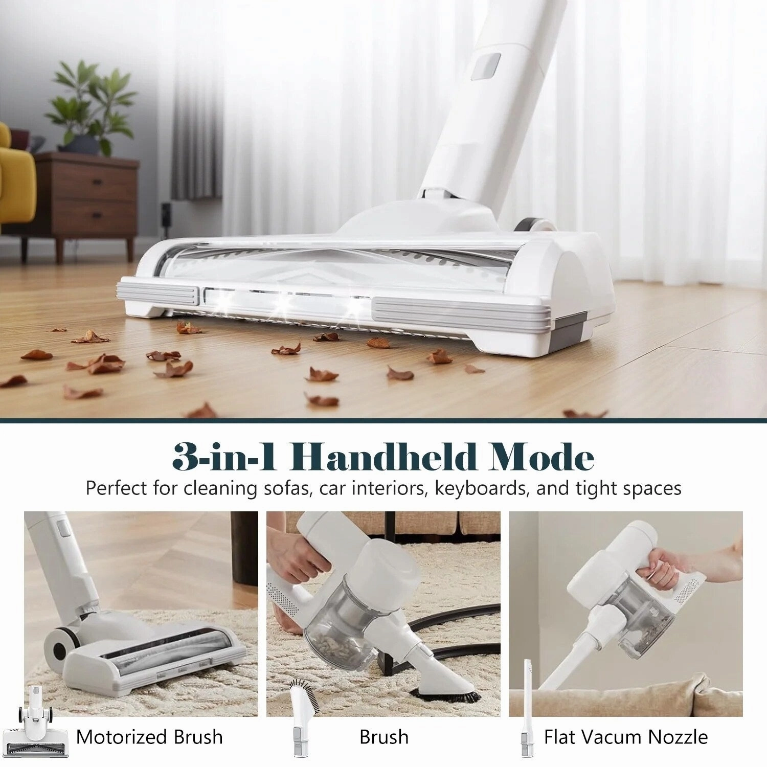 Cordless 3-in-1 Stick Vacuum Cleaner. Lightweight for Carpet. Hard Floors. Pet Hair. and Home Cleaning