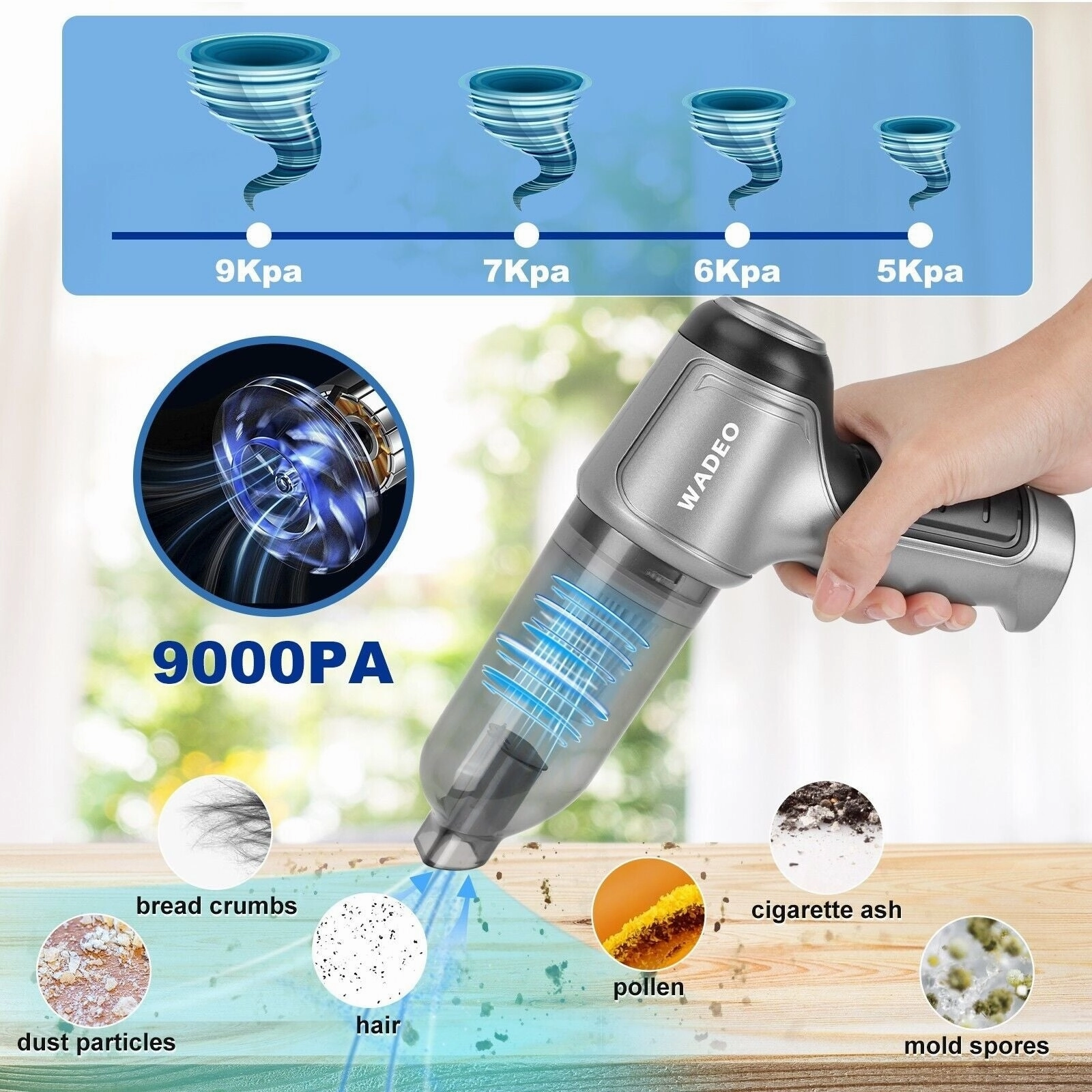Cordless 9000Pa Mini Handheld Vacuum. USB Rechargeable