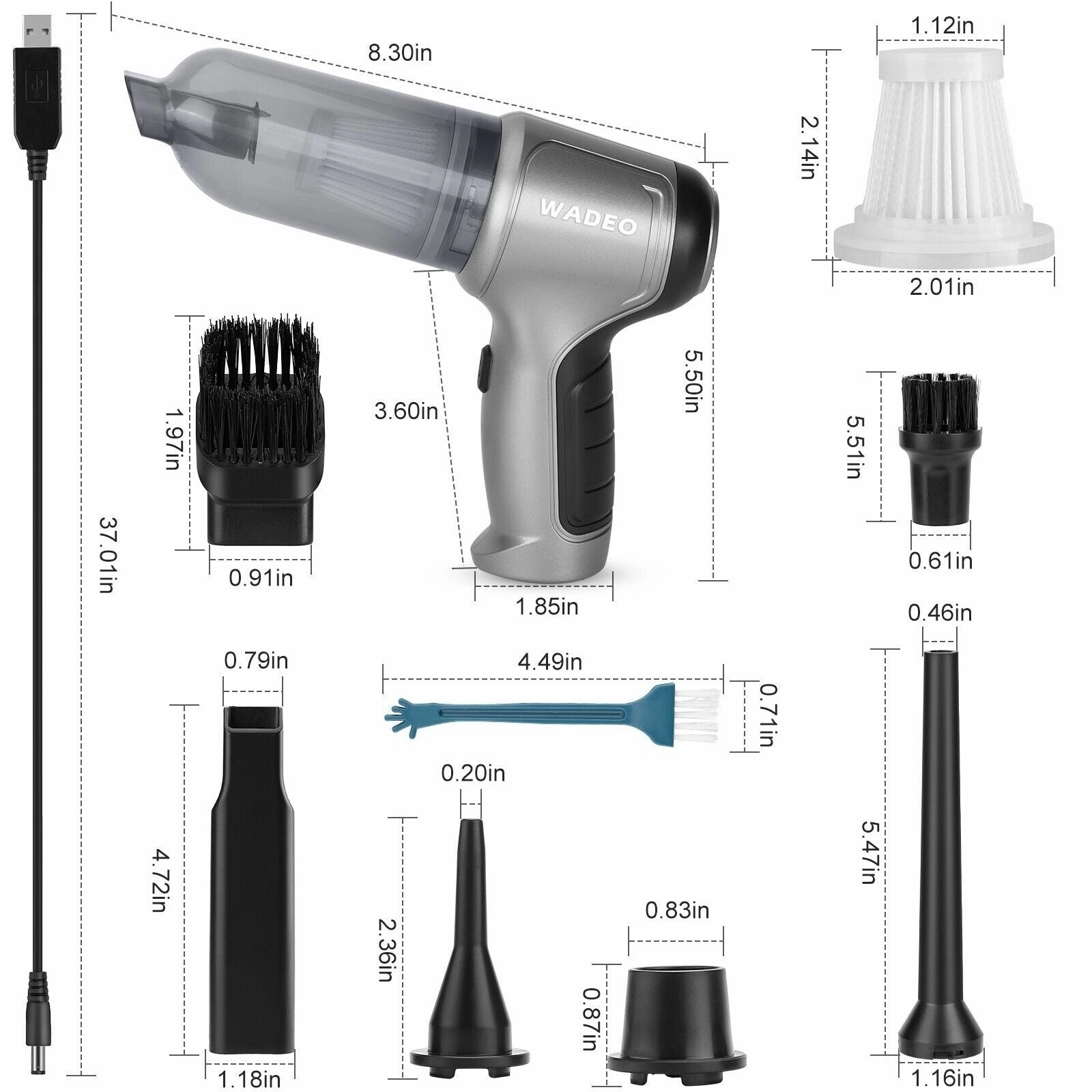 Cordless 9000Pa Mini Handheld Vacuum. USB Rechargeable