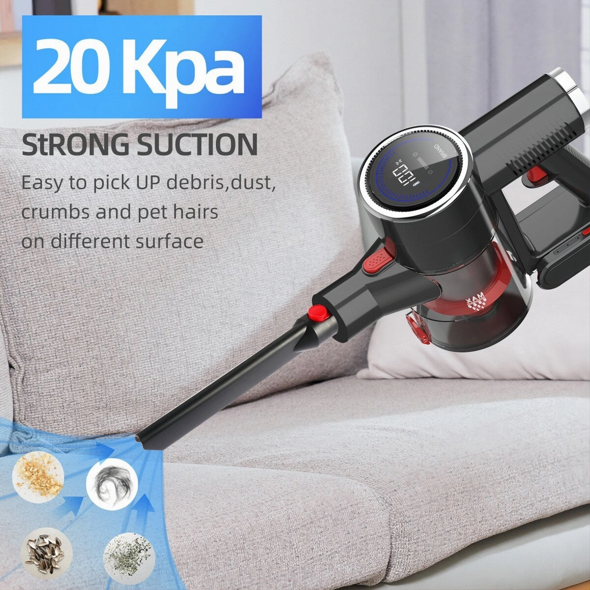 Cordless Stick Vacuum Cleaner 4-in-1 Handheld Vacuum Cleaner. Brushless. 20KPA