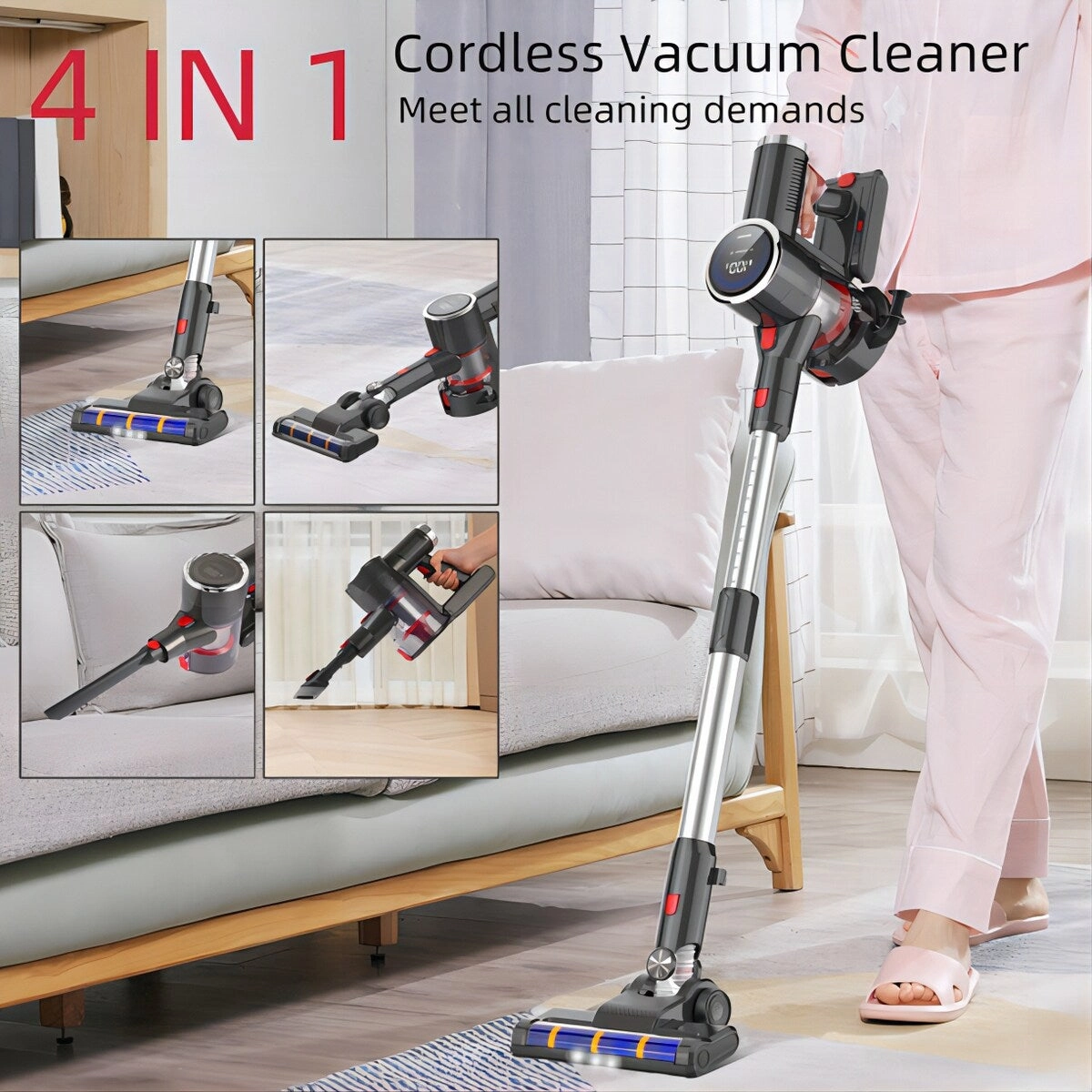 Cordless Stick Vacuum Cleaner 4-in-1 Handheld Vacuum Cleaner. Brushless. 20KPA