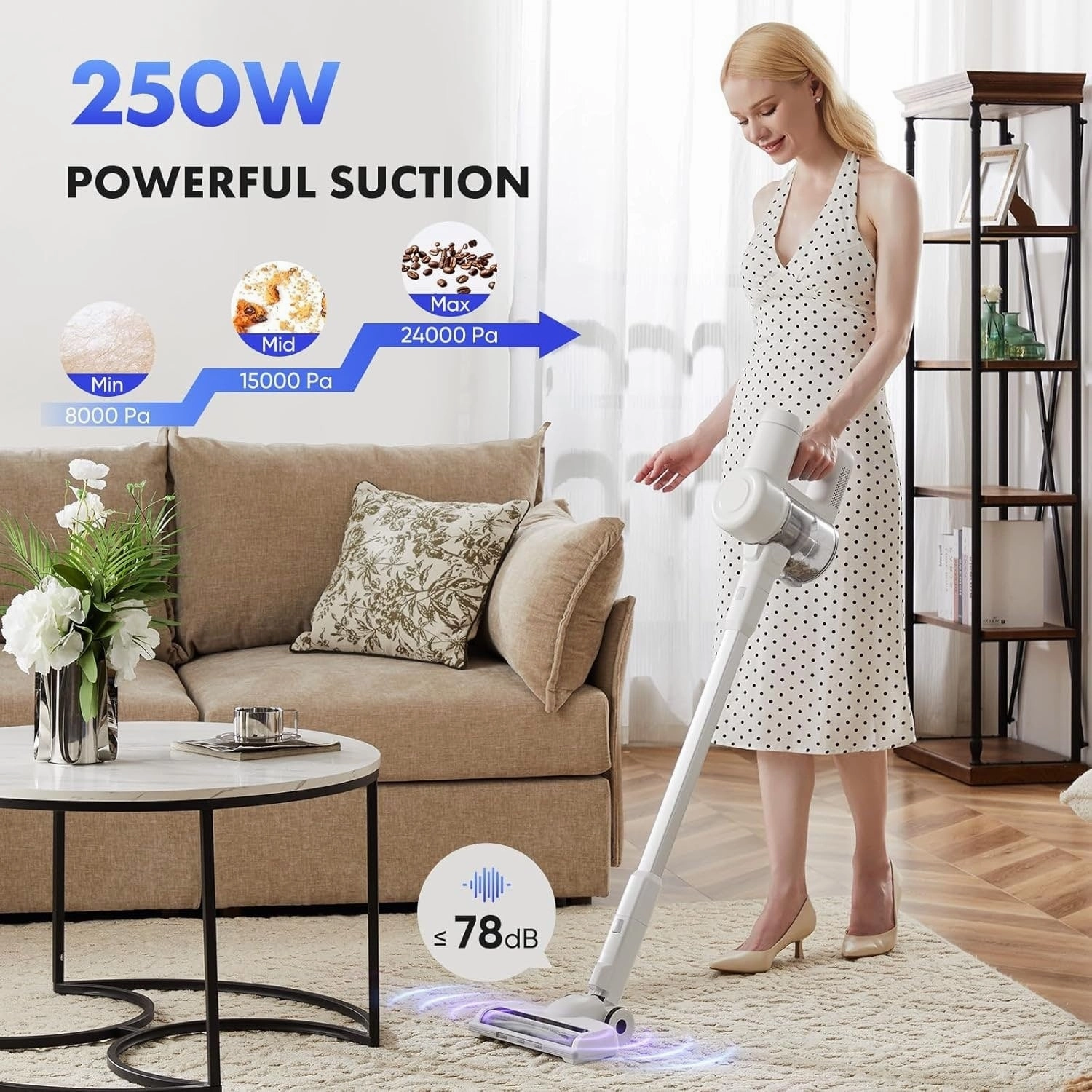 Cordless Stick Vacuum Cleaners for Home Rechargeable Lightweight for Hard Floor and Pet Hair Removal. Handheld Carpet Sweeper
