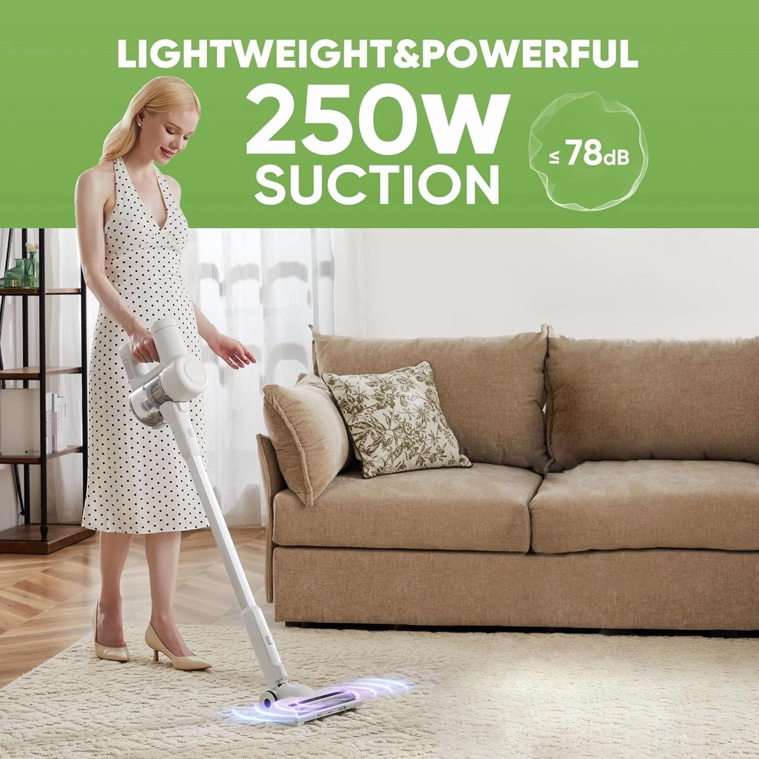 Cordless Stick Vacuum Cleaners for Home Rechargeable Lightweight for Hard Floor and Pet Hair Removal. Handheld Carpet Sweeper
