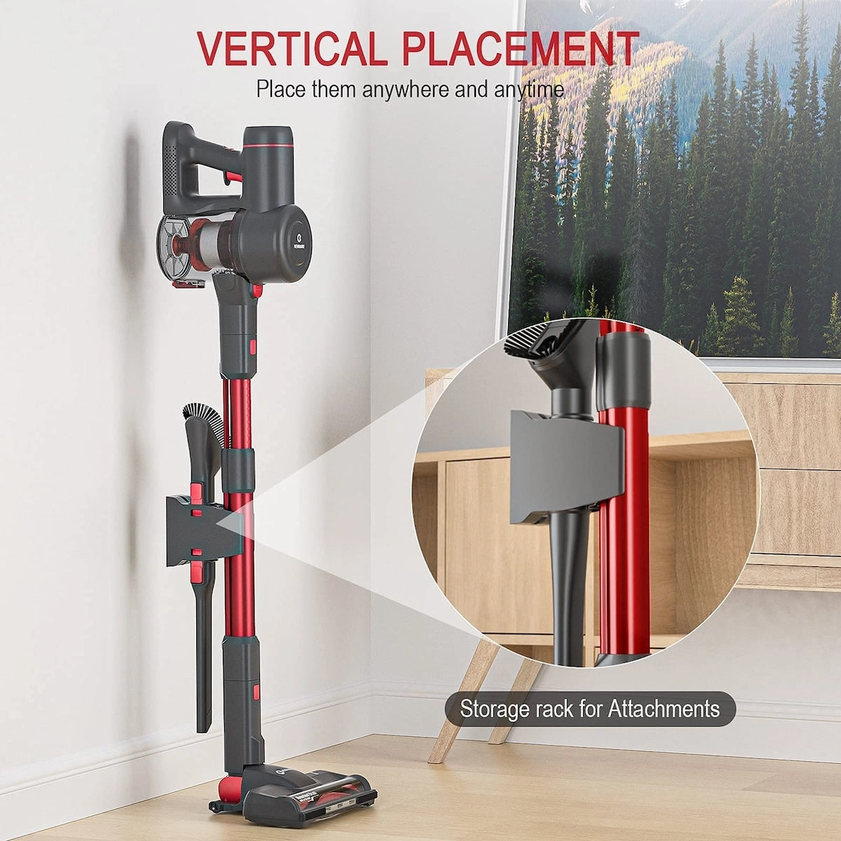 Cordless Vacuum Cleaner. 175W Stick Vacuum Cleaner with Self-Standing