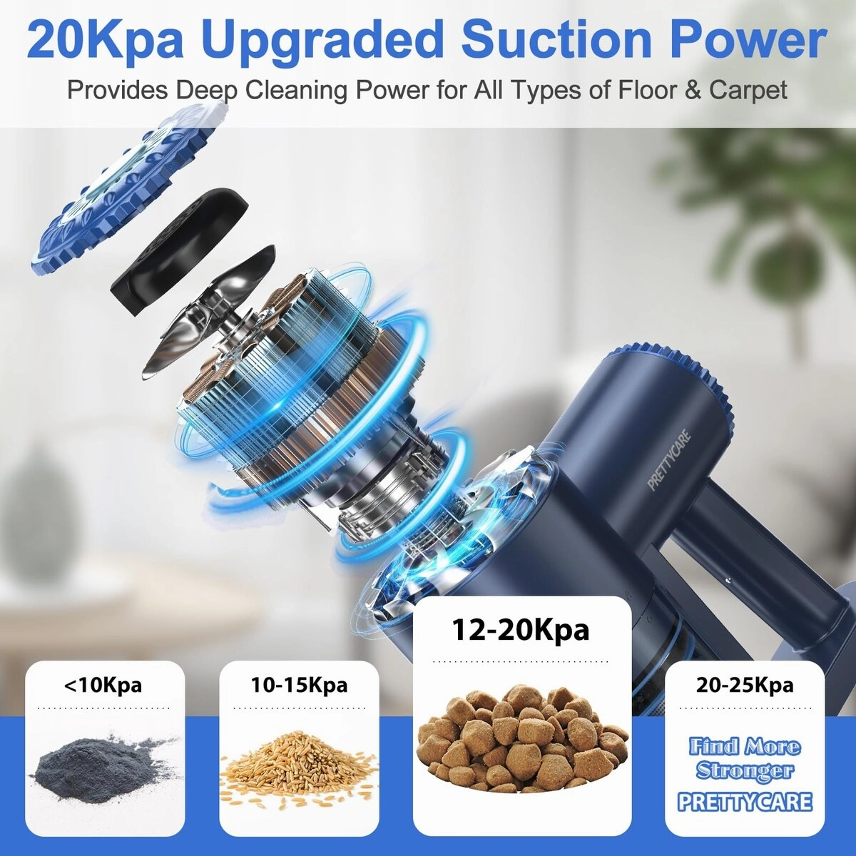 Cordless Vacuum Cleaner. 6 in 1 Lightweight Stick Vacuum Self-Standing. 180Bendable Wand Rechargeable Cordless Vacuum