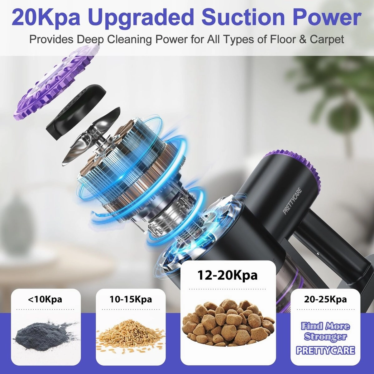 Cordless Vacuum Cleaner. 6 in 1 Lightweight Stick Vacuum Self-Standing. 180Bendable Wand Rechargeable Cordless Vacuum