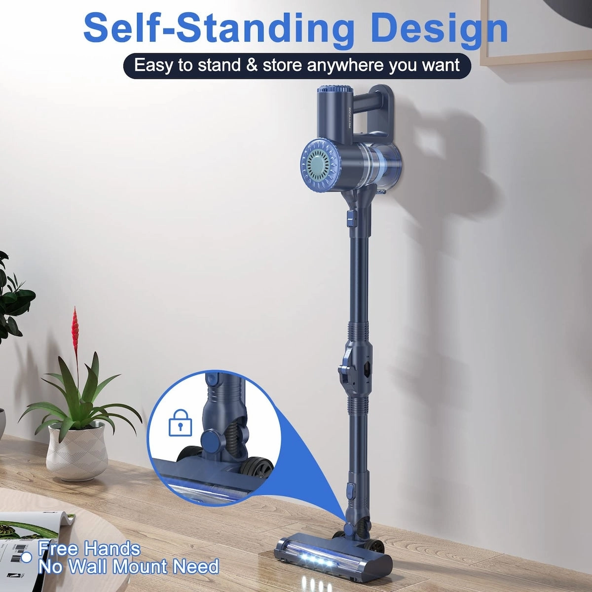 Cordless Vacuum Cleaner. 6 in 1 Lightweight Stick Vacuum Self-Standing. 180Bendable Wand Rechargeable Cordless Vacuum