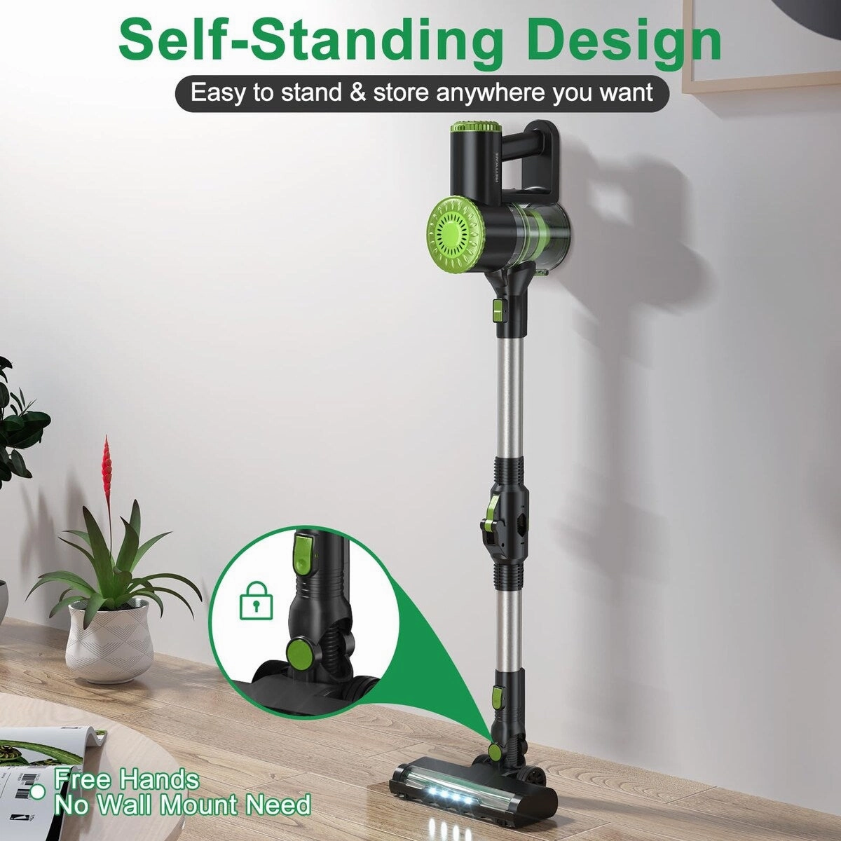 Cordless Vacuum Cleaner. 6 in 1 Lightweight Stick Vacuum Self-Standing. 180Bendable Wand Rechargeable Cordless Vacuum