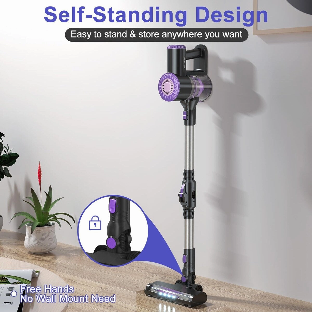 Cordless Vacuum Cleaner. 6 in 1 Lightweight Stick Vacuum Self-Standing. 180Bendable Wand Rechargeable Cordless Vacuum