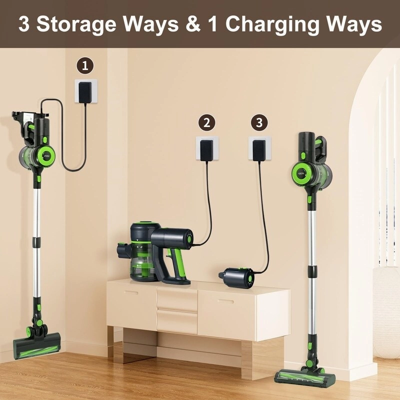 Cordless Vacuum Cleaner. 8-in-1 Stick Vacuum Cleaner. 25Kpa Powerful Suction Vacuum with 45 Mins Runtime Detachable Battery