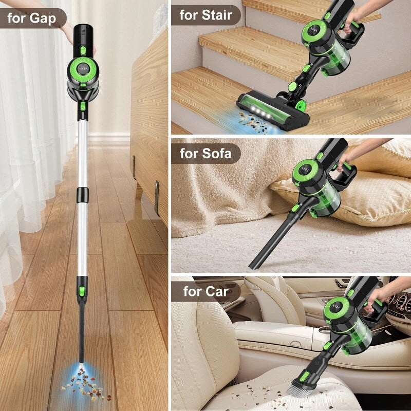Cordless Vacuum Cleaner. 8-in-1 Stick Vacuum Cleaner. 25Kpa Powerful Suction Vacuum with 45 Mins Runtime Detachable Battery