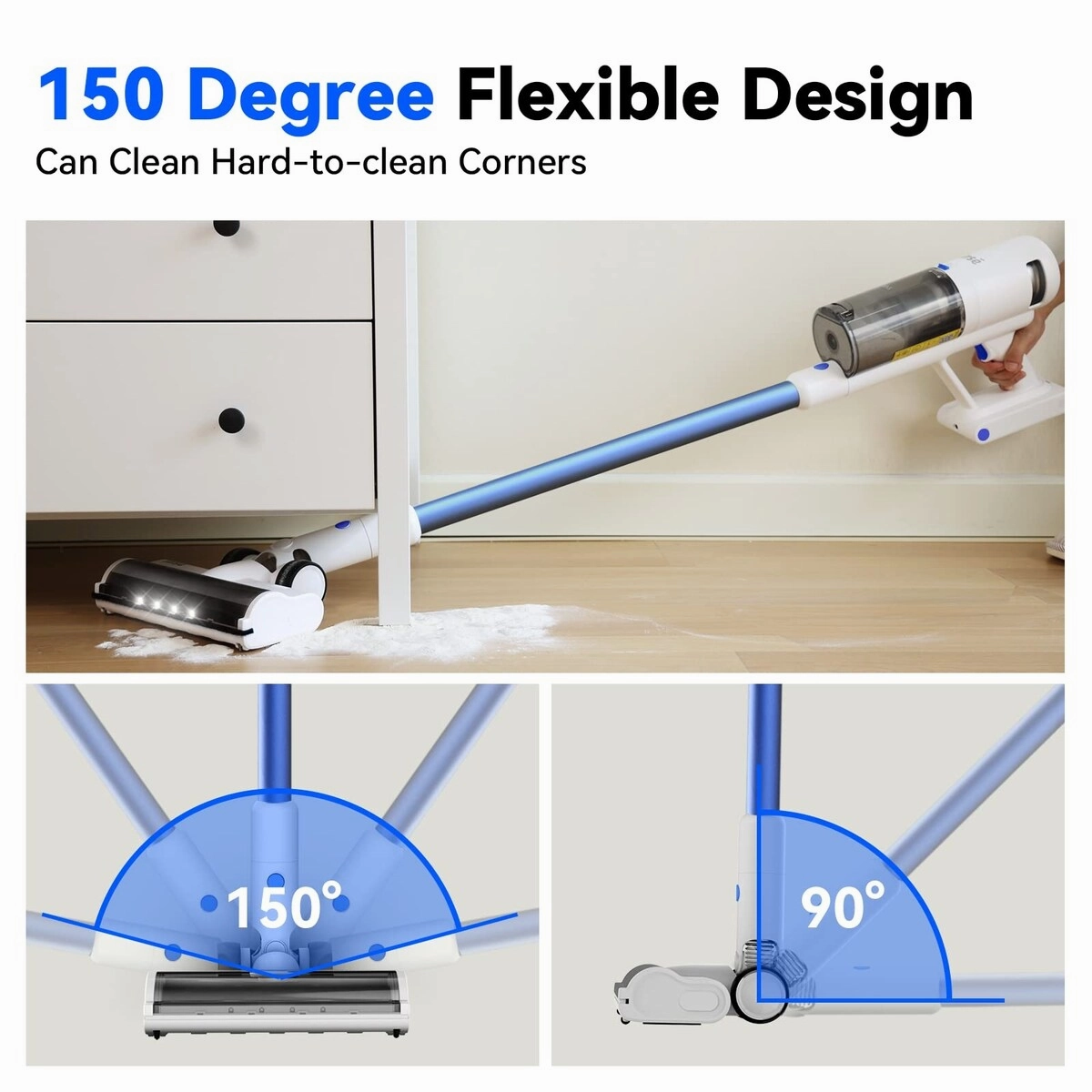 Cordless Vacuum Cleaner. [450W 30Kpa] Stick Vacuum with Brushless Motor. LED Screen. Up to 60 Mins Runtime. Powerful Wireless
