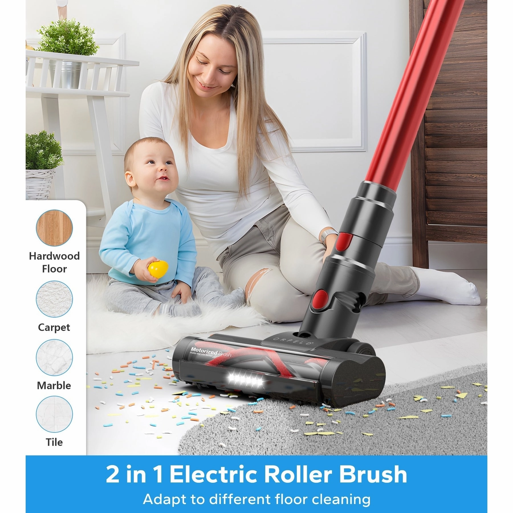 Cordless Vacuum Cleaner for Hardwood Floor Carpet Pet Hair - Cordless Vacuum Cleaner
