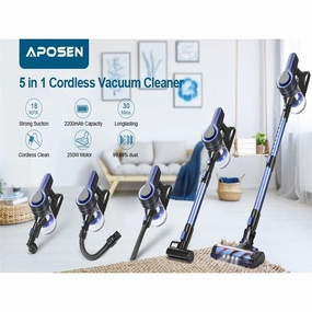 Cordless Vacuum Cleaner.Upgraded 24000pa Stick Vacuum 5 in 1 with 250W Powerful Brushless Motor. Detachable Battery H251