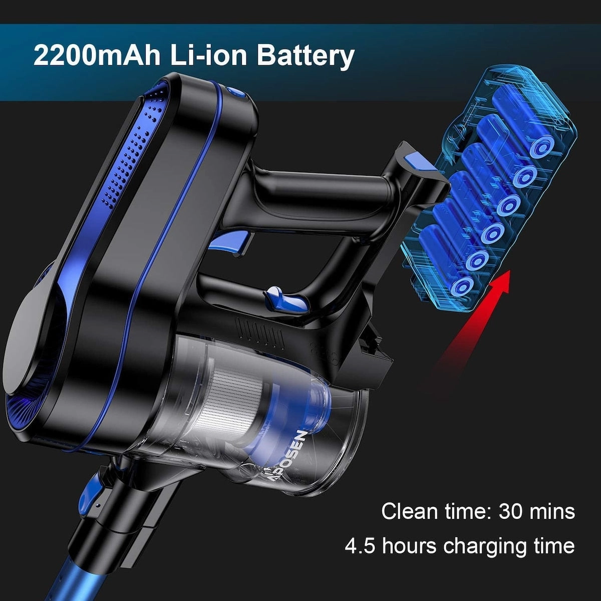 Cordless Vacuum Cleaner. Upgraded 24000pa Stick Vacuum 5 in 1 with 250W Powerful Brushless Motor. Detachable Battery H251