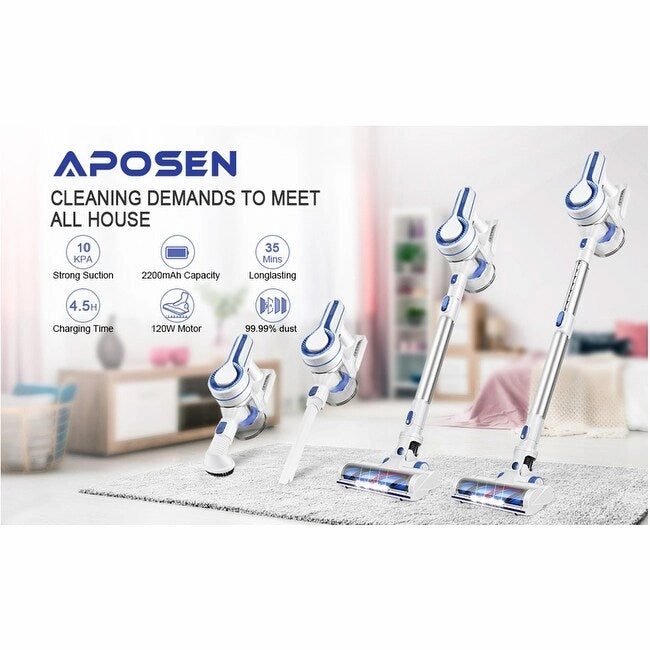 Cordless Vacuum Cleaner. Upgraded Powerful Suction 4 in 1 Stick Vacuum Cleaner 35min-Running Detachable Battery