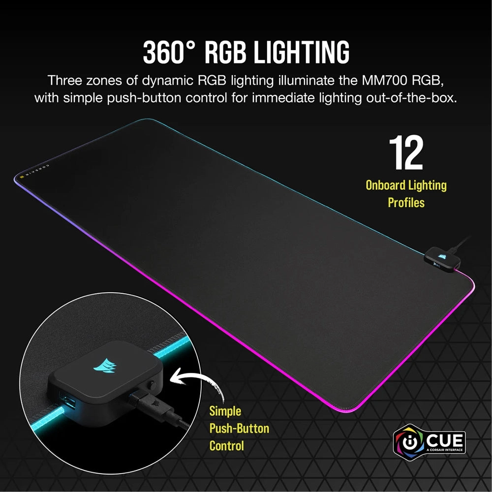 Corsair MM700 RGB Extended Mouse Pad - Black | 106-CH-9417070-WW