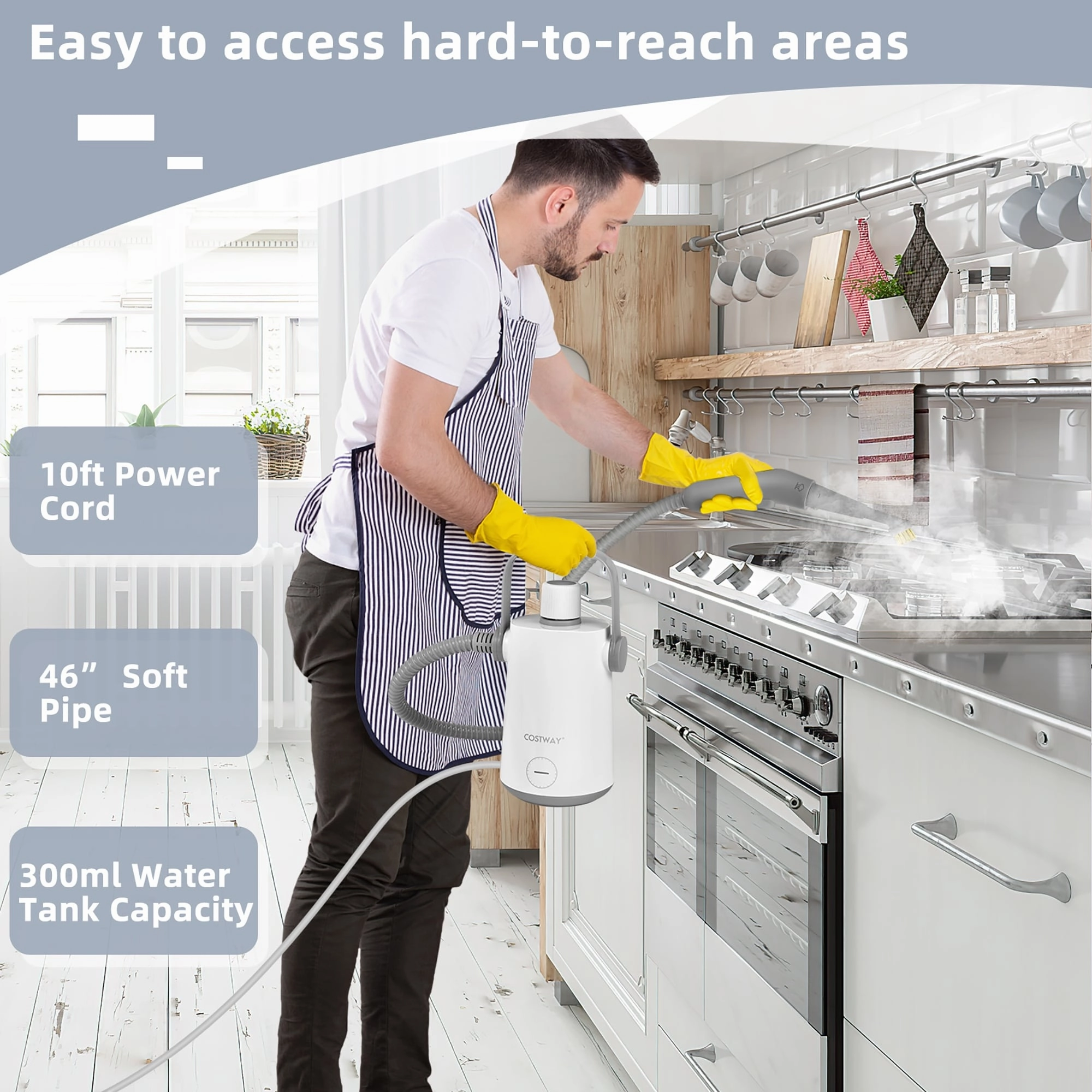 Costway 1000W Multifunction Portable Hand-held Steam Cleaner W/10 - 5.5'' x 5'' x 10''
