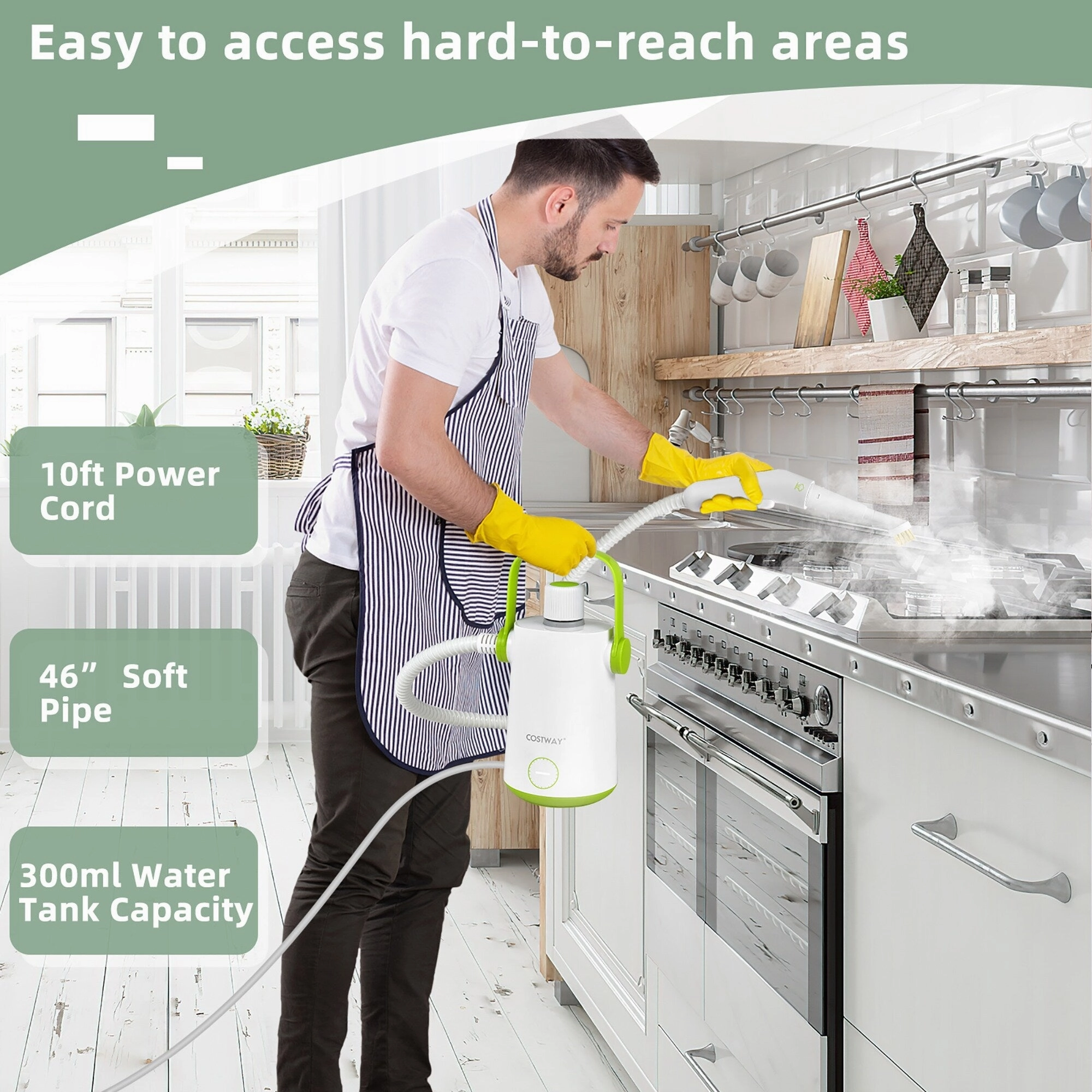Costway 1000W Multifunction Portable Hand-held Steam Cleaner W/10 - 5.5'' x 5'' x 10''