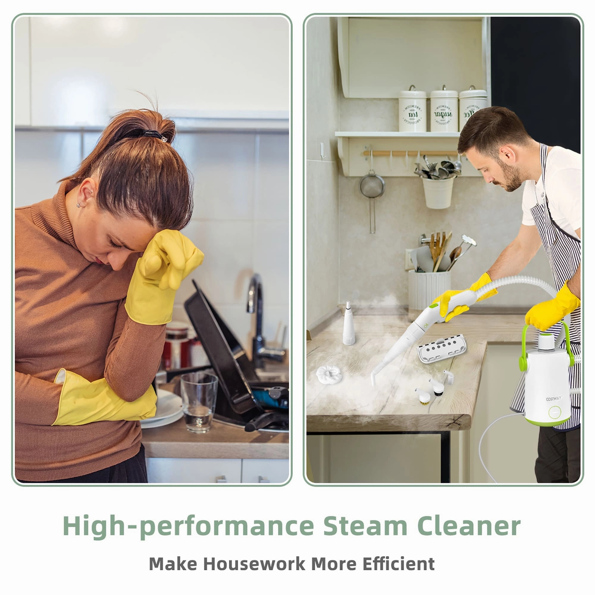 Costway 1000W Multifunction Portable Hand-held Steam Cleaner W/10 - 5.5'' x 5'' x 10''