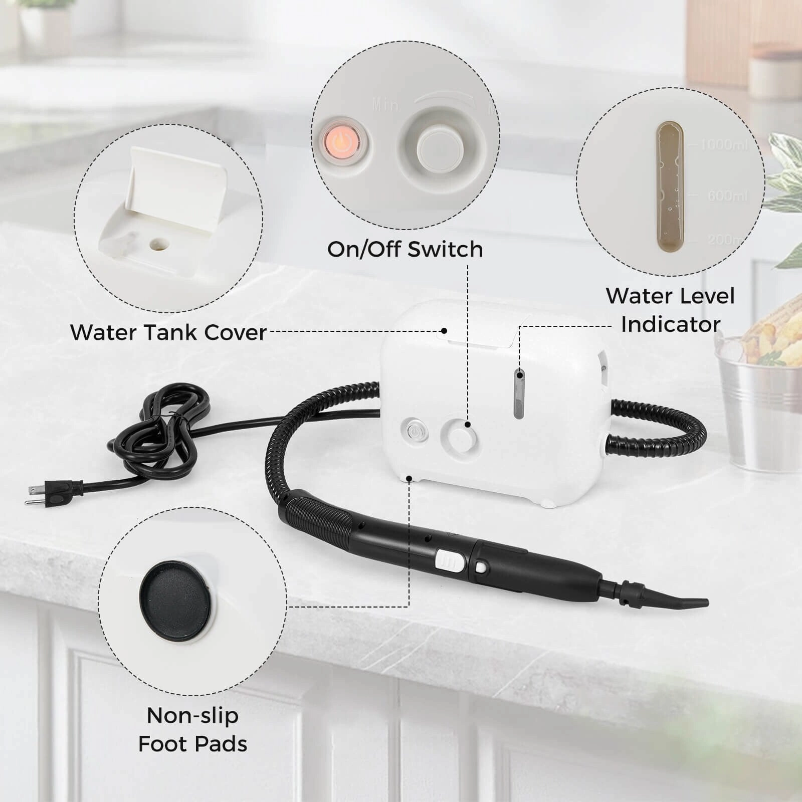 Costway 1500W Portable Steam Cleaner with 34 oz Water Tank - See Details