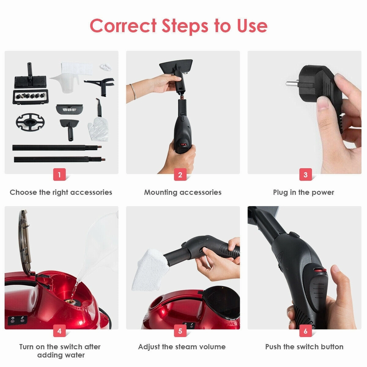 Costway 2000W Heavy Duty Steam Cleaner Mop Multi-Purpose W/19