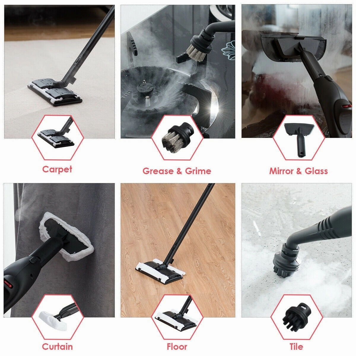 Costway 2000W Heavy Duty Steam Cleaner Mop Multi-Purpose W/19